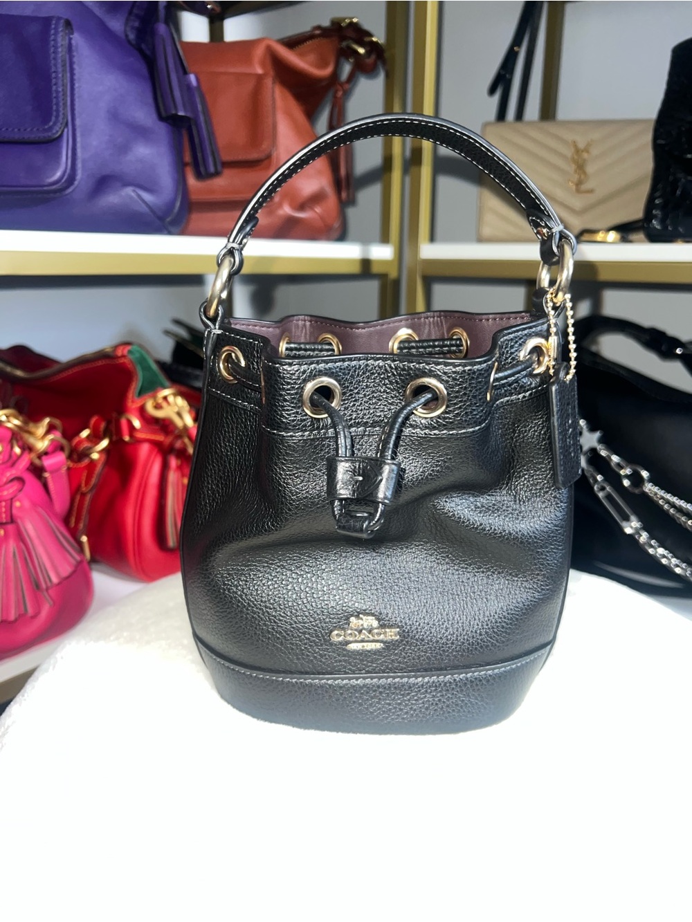 Coach mini bucket bag in black